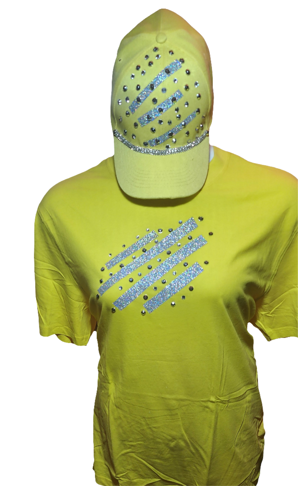 Ladies Yellow stoned tshirt and accented matched cap