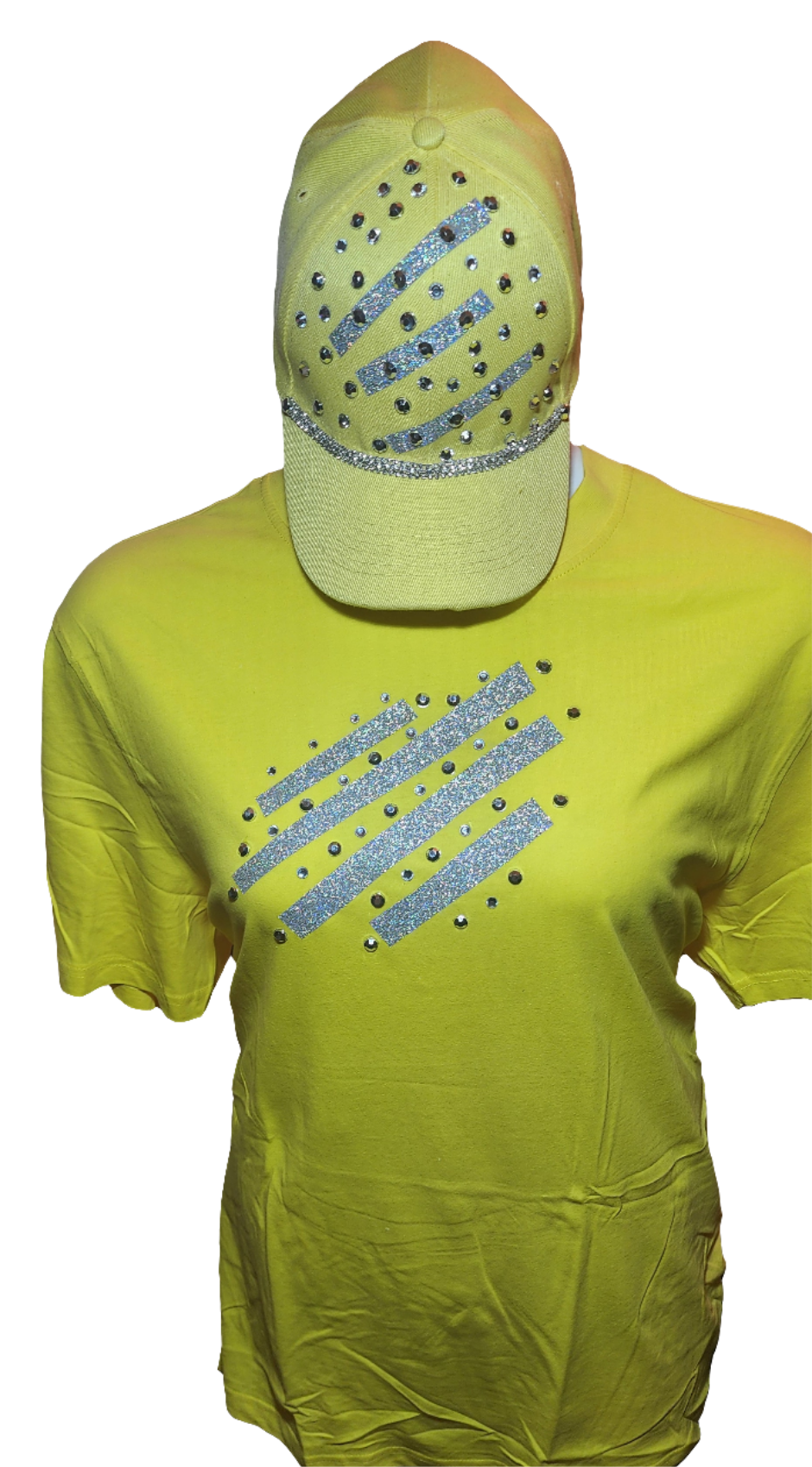Ladies Yellow stoned tshirt and accented matched cap