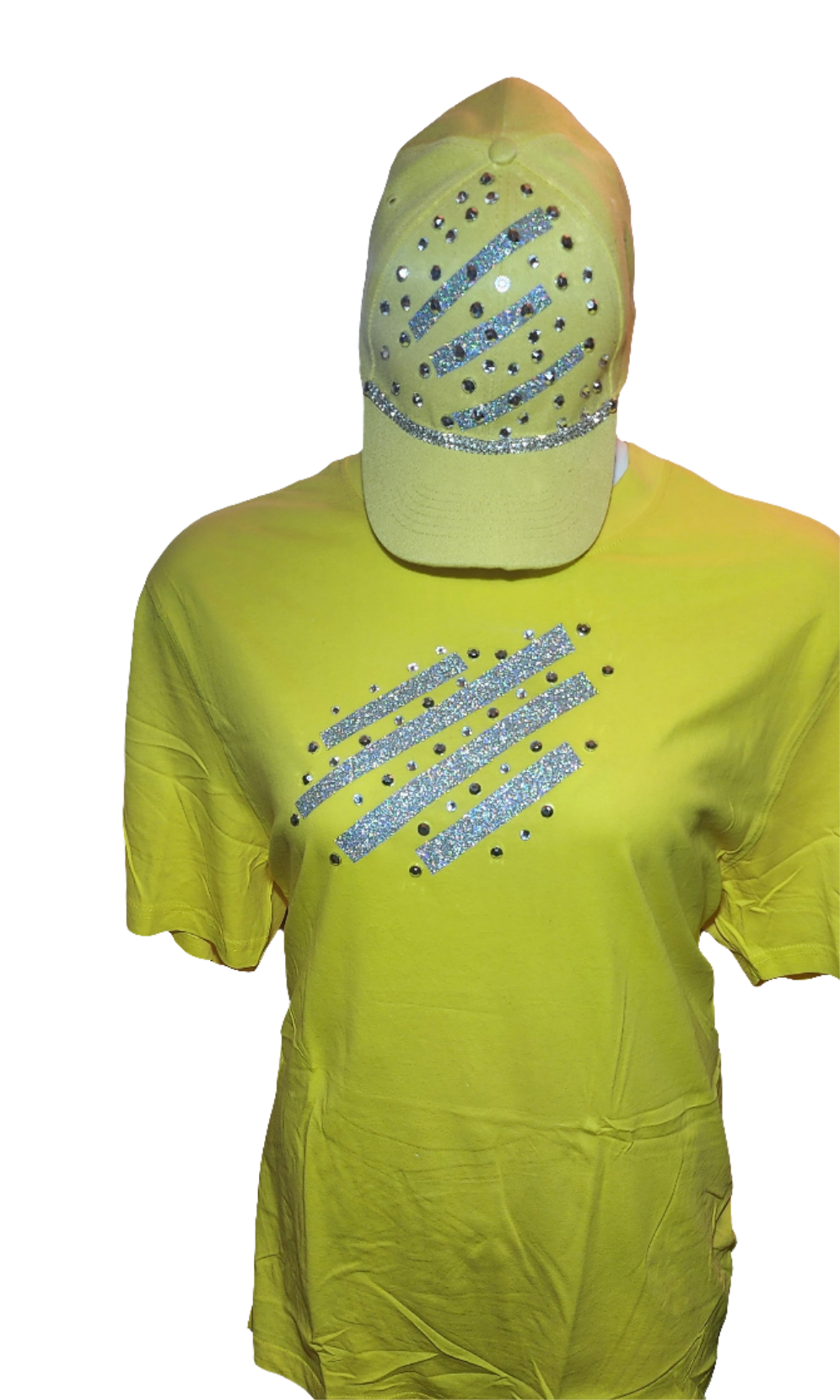 Ladies Yellow stoned tshirt and accented matched cap
