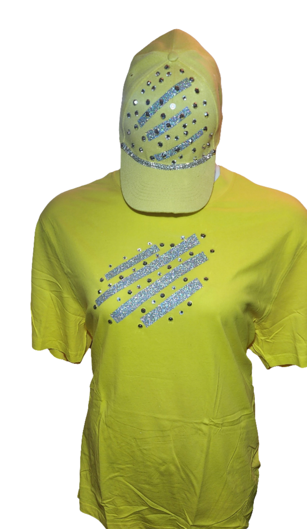 Ladies Yellow stoned tshirt and accented matched cap