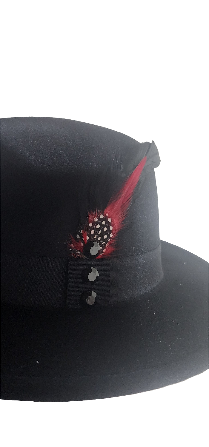 Men feather accented hat