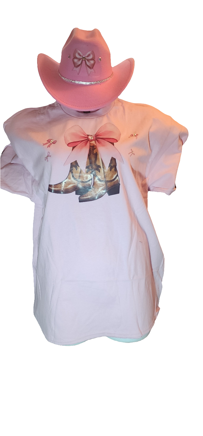 Ladies Pink Cowgirl hat with matched tshirt