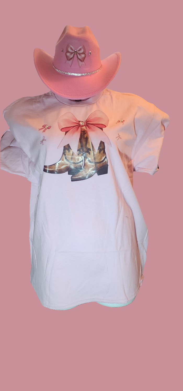 Ladies Pink Cowgirl hat with matched tshirt
