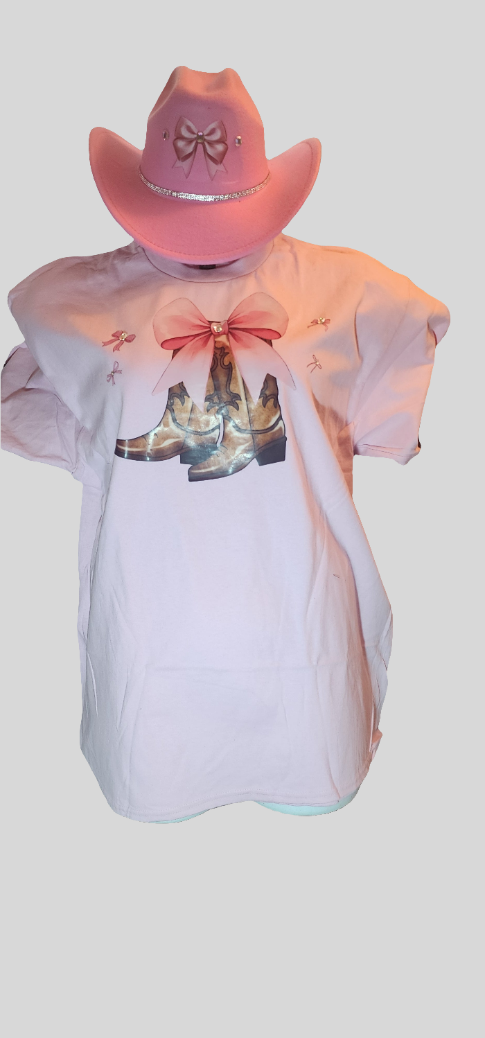 Ladies Pink Cowgirl hat with matched tshirt