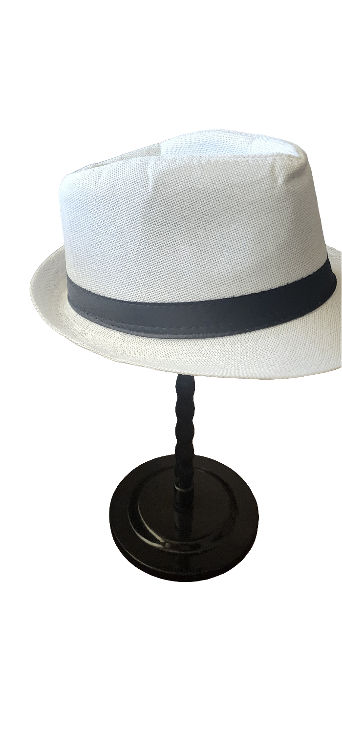 MENS WHITE FEDORA HAT WITH FEATHERS