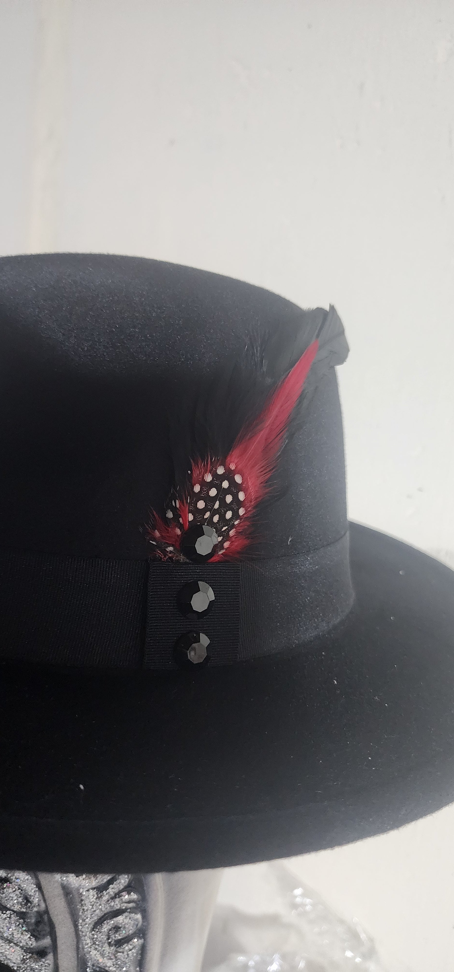 Men feather accented hat