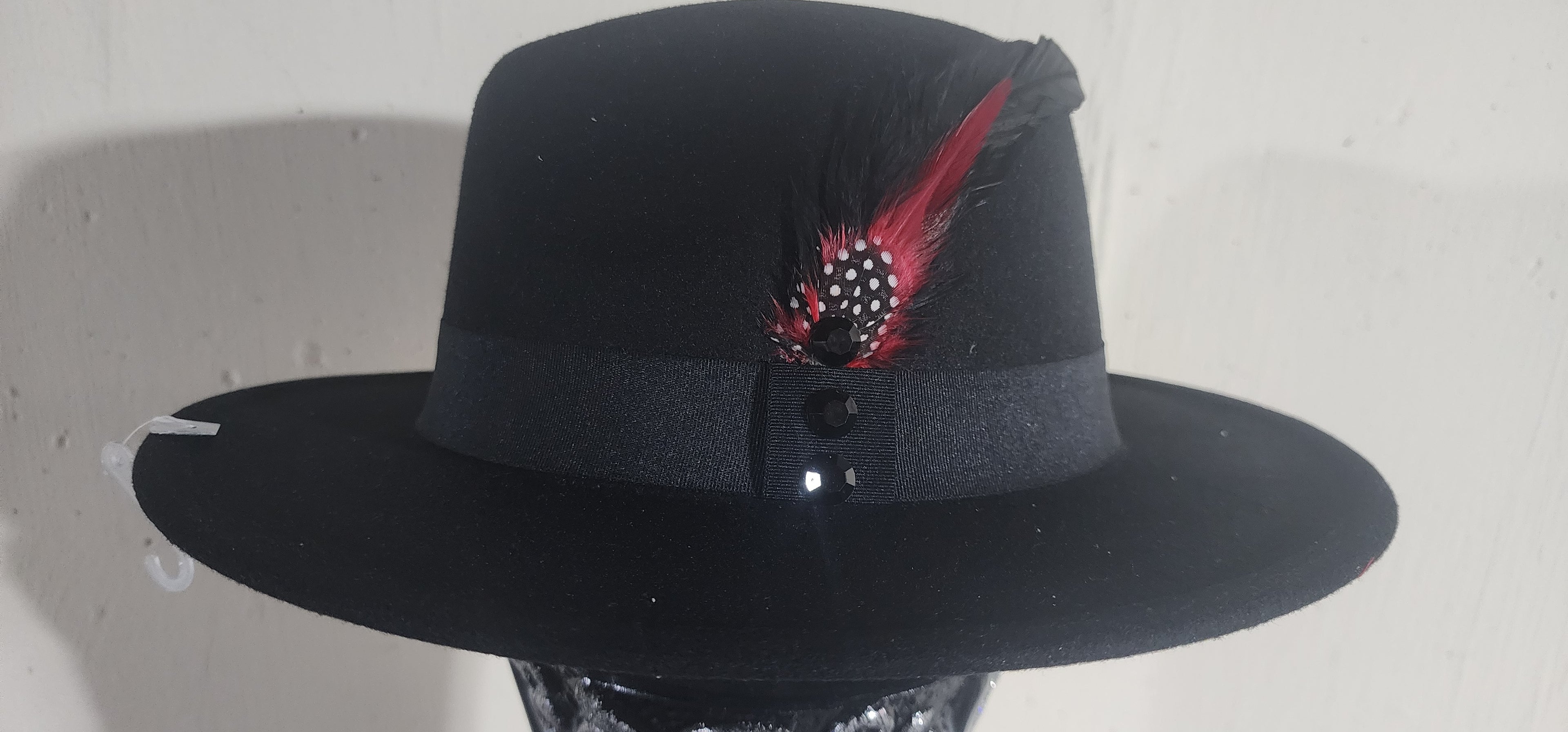 Men feather accented hat