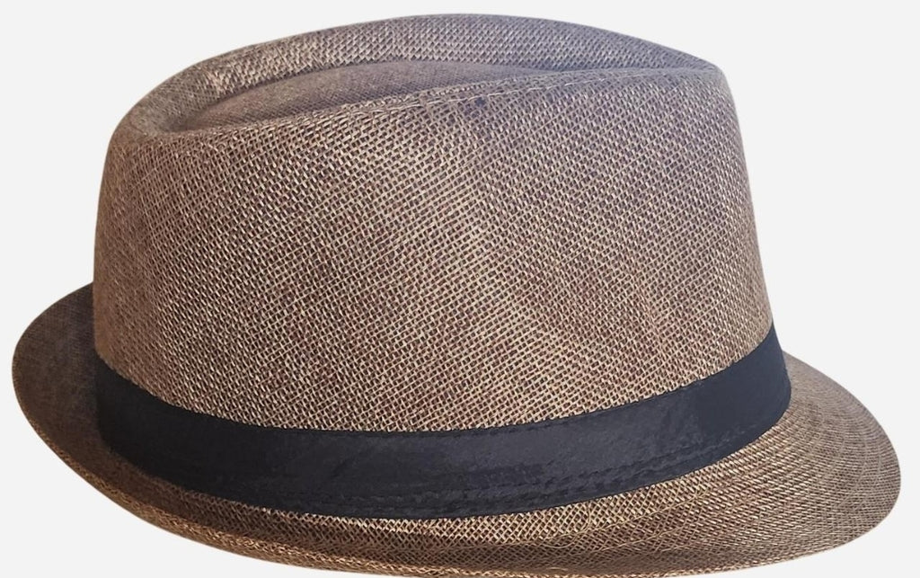 Tan color Fedora feather accented