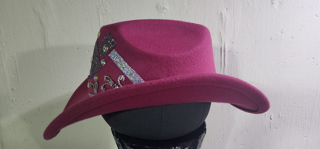 LADIES PINK EMBELLISHED COWGIRL HAT