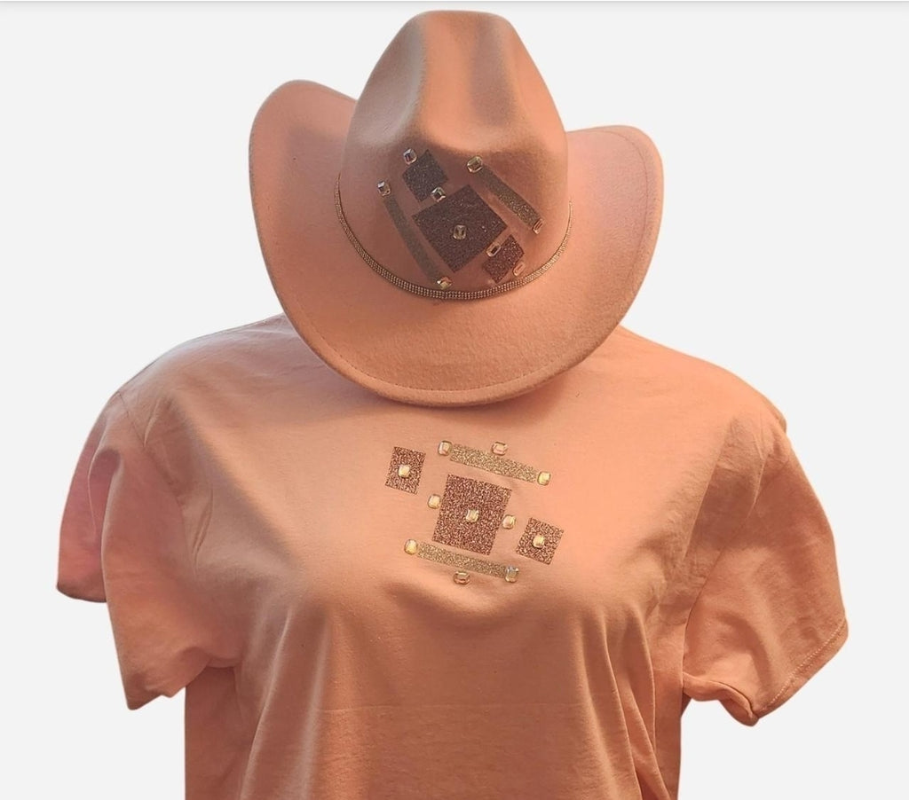 Ladies Pink Cowgirl hat and matched tshirt